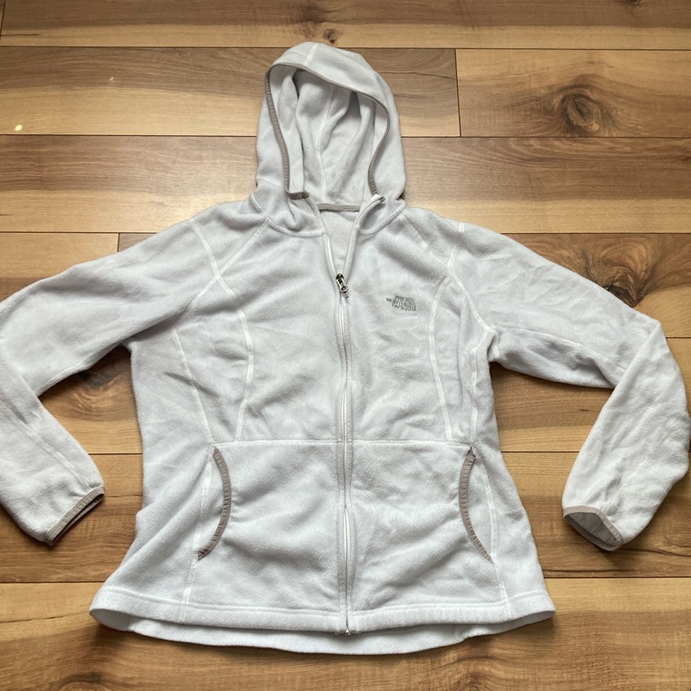 The North Face White Hooded Fleece Base Jacket